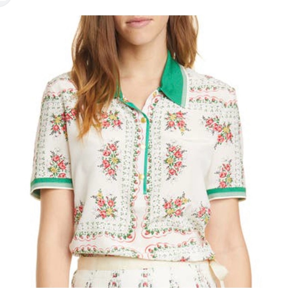 Tory Burch Floral Garden veil - Green and Cream